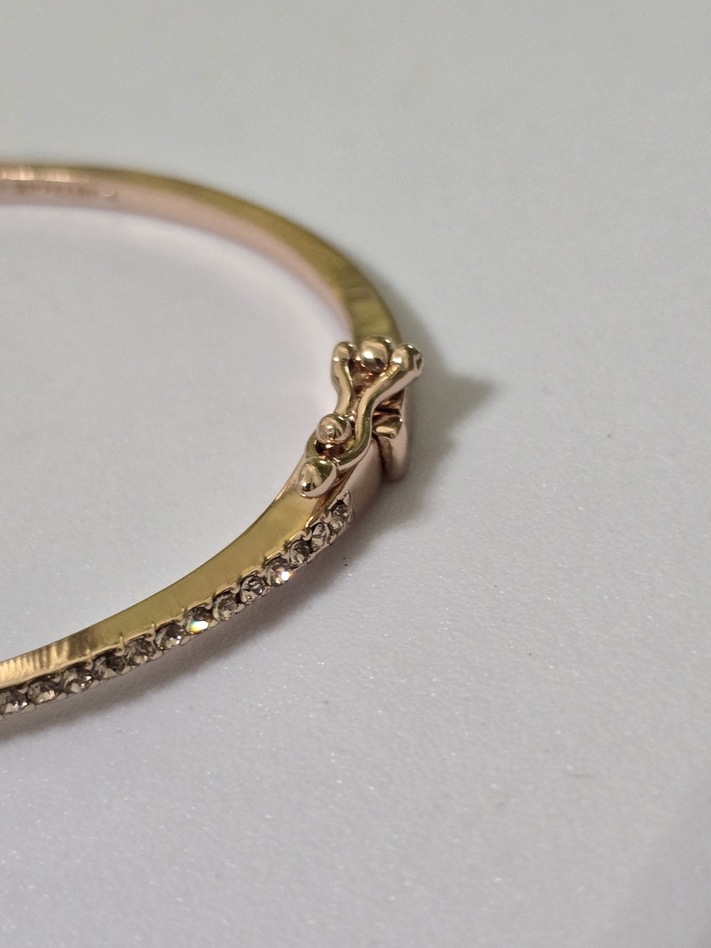 Givenchy Crystal Bangle Bracelet Rose Gold Tone Designer Rhinestone Cuff - Picture 6 of 9